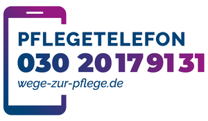 Logo des Pflegetelefons mit Telefonnummer
